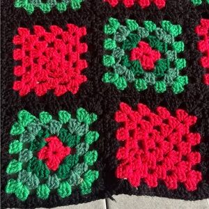 Vintage handmade 1960-1970 Colorful Crochet Blanket/Afghan